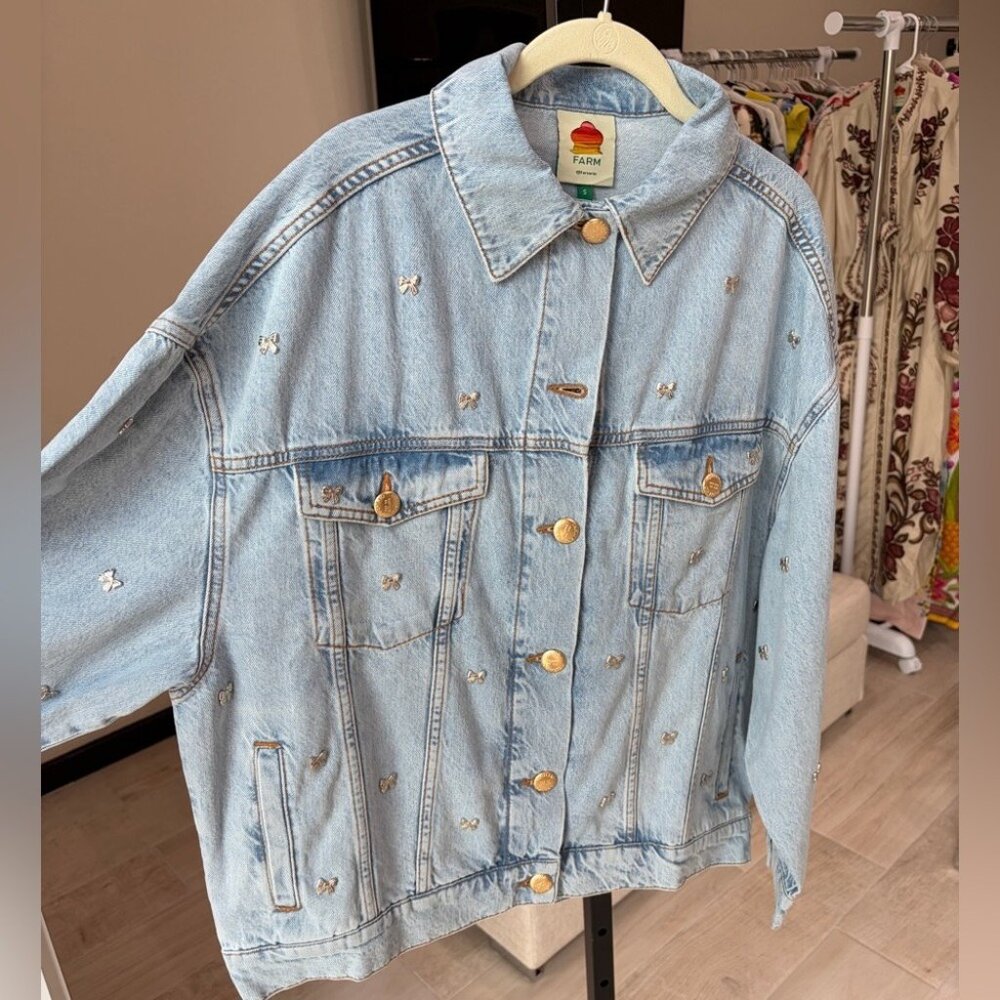 FARM Rio Bow Embroidery jacket in Denim DT - Picture 4 of 14